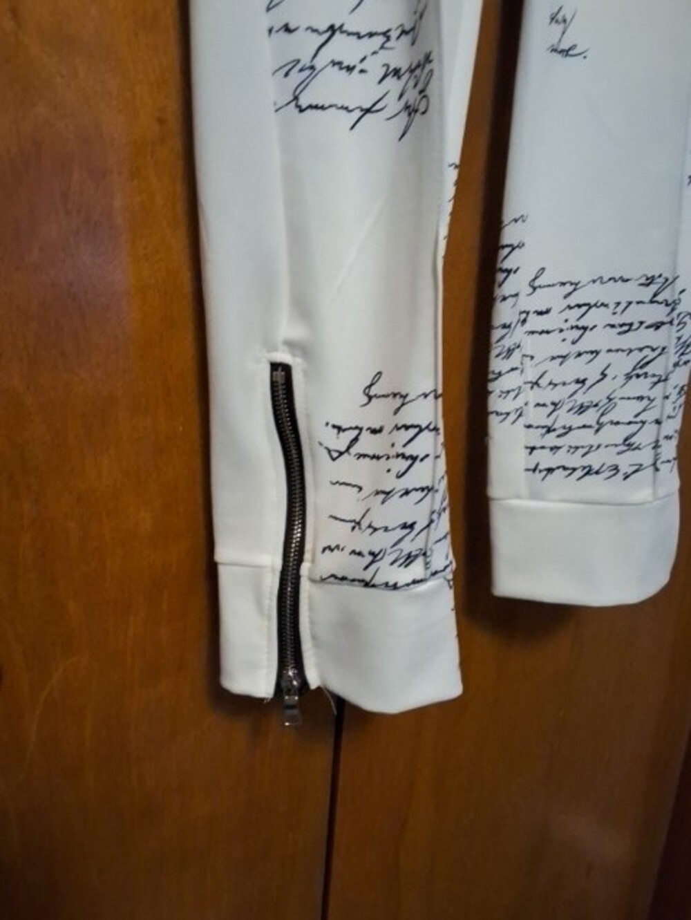 Cream Script-Print Zip Cuff Joggers - Picture 2 of 7